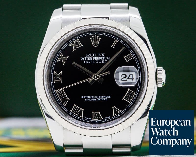 Image of Rolex Datejust Black Roman Dial SS 36MM
