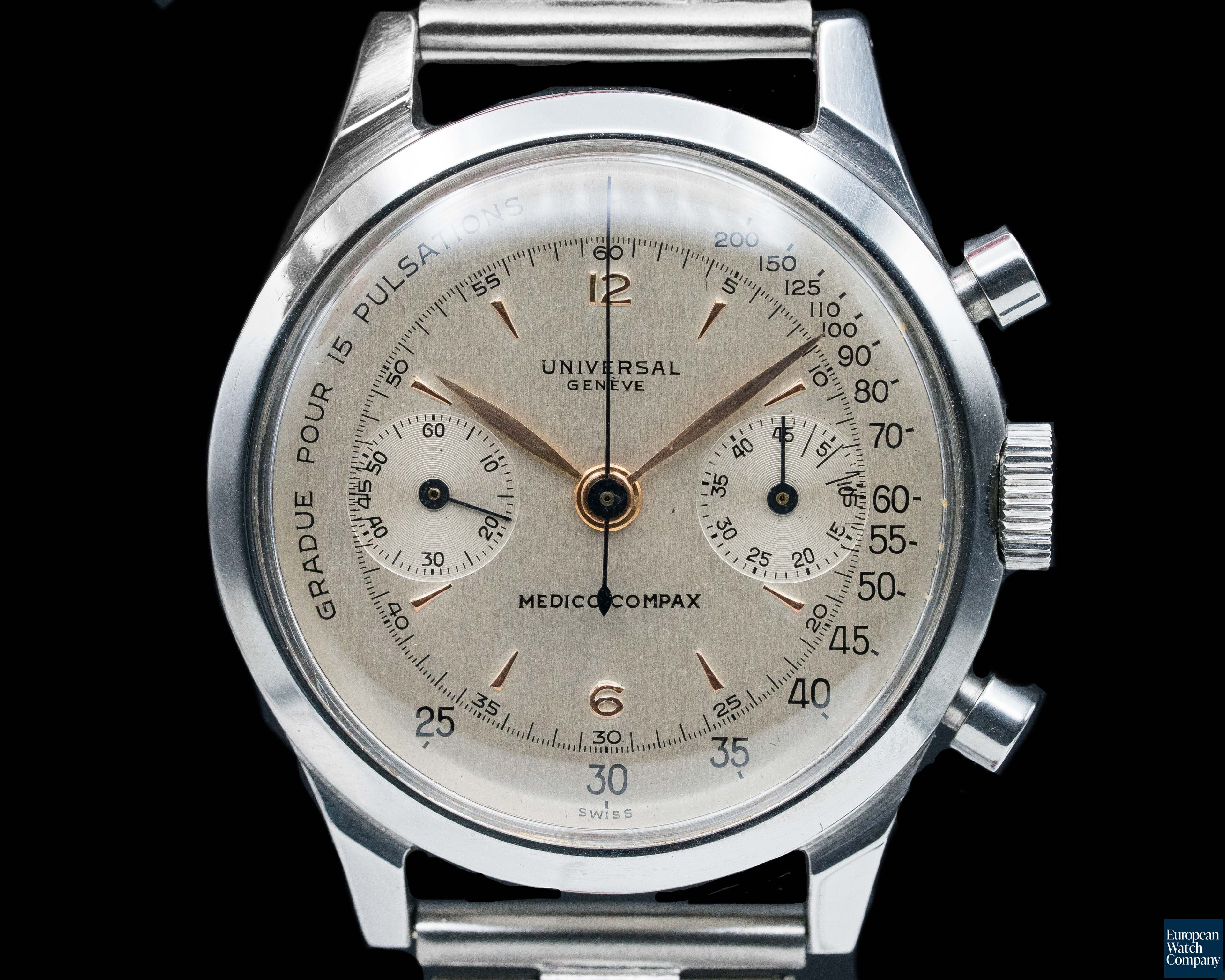 Image of Universal Geneve Medico Compax SS Screw Back 38MM Circa 1940s