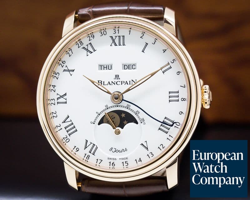 Image of Blancpain Villeret Moonphase Complete Calendar 8 Day 18K Rose Gold 