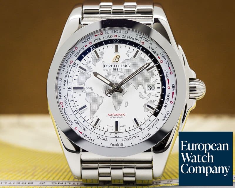 Image of Breitling Galactic Unitime SleekT World Map White Dial SS
