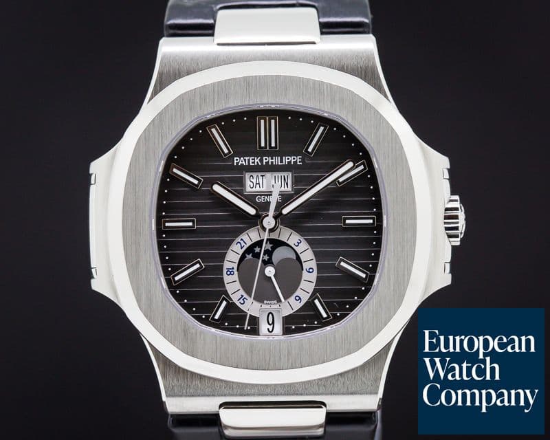 Image of Patek Philippe Nautilus Annual Calendar Moon SS Grey Dial