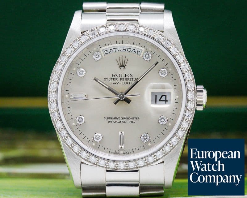 Image of Rolex Oyster Perpetual Day Date Platinum Diamond Bezel ORIGINAL PAPERS