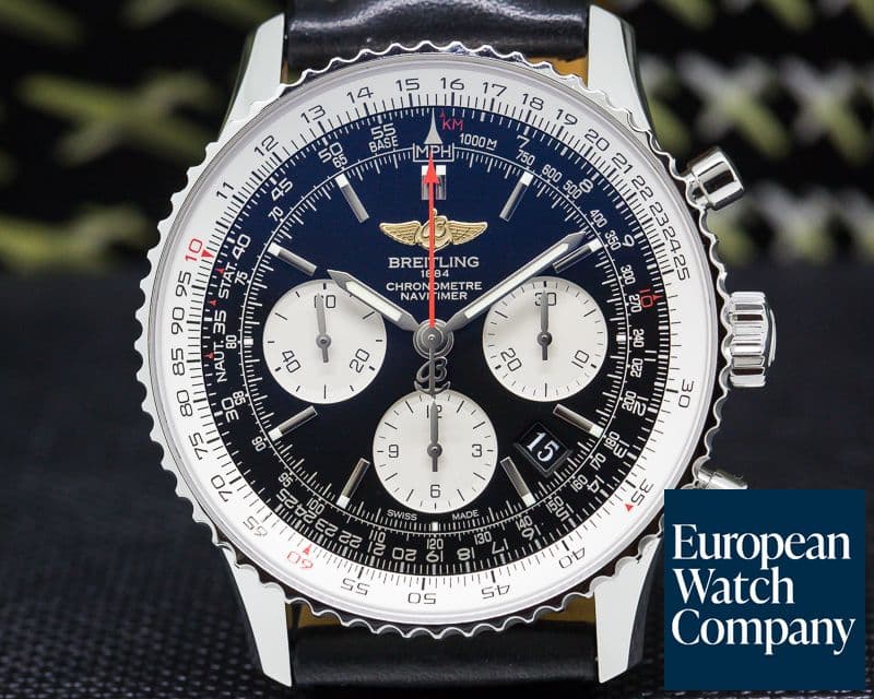 Image of Breitling Navitimer 01 Chronograph Black Dial Black Leather