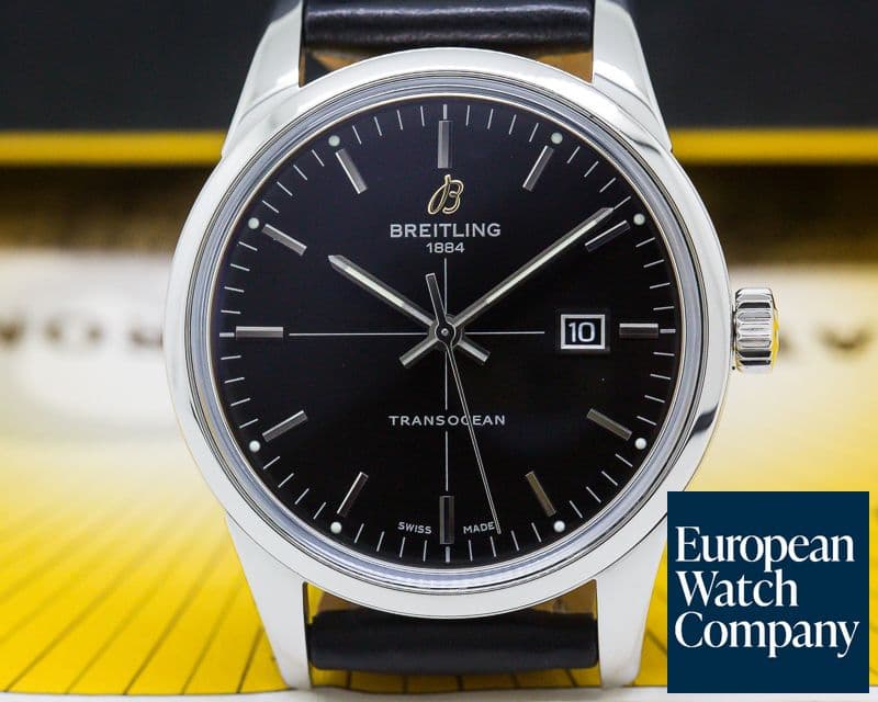 Image of Breitling Transocean Automatic SS / Black Dial SS Deployant Buckle