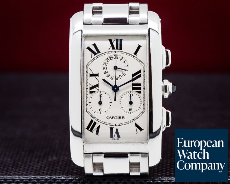 Image of Cartier Tank Americaine Chronograph 18K White Gold / Bracelet 