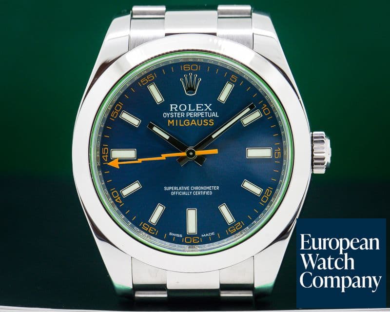 Image of Rolex Milgauss Blue Dial Green Crystal 