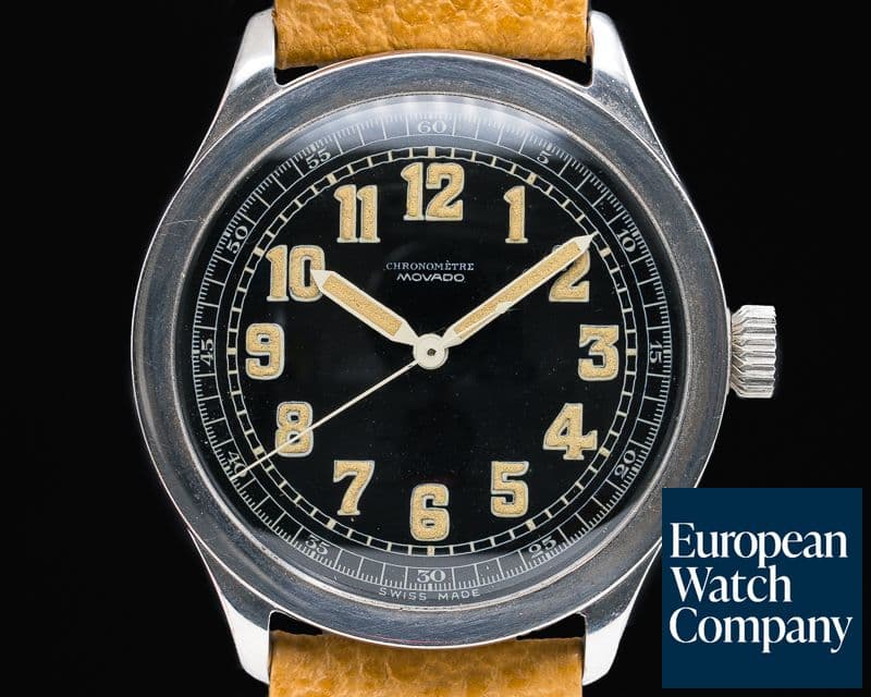 Image of Movado Oversized Movado Chronometre Black Luminous Dial RARE