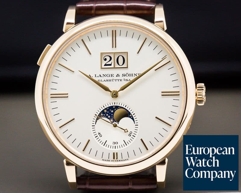 Image of A. Lange and Sohne Saxonia Moon Phase Automatik 18K Rose Gold / Silver Dial 
