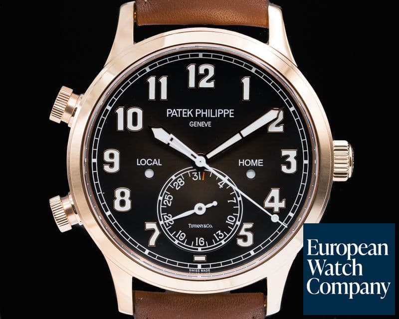 Image of Patek Philippe Calatrava Pilot Travel Time 18k Rose Gold TIFFANY & CO 