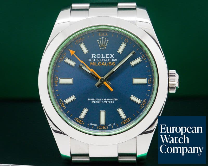 Image of Rolex Milgauss Blue Dial Green Crystal 