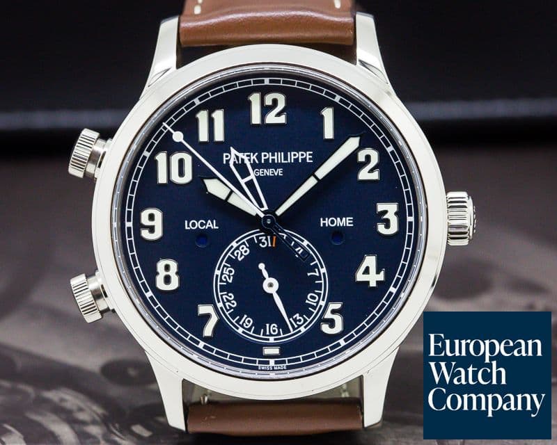 Image of Patek Philippe Calatrava Pilot Travel Time 18k White Gold 