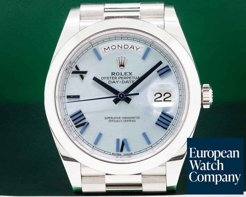 Image of Rolex Day Date Platinum Blue Dial Roman Numeral 40MM