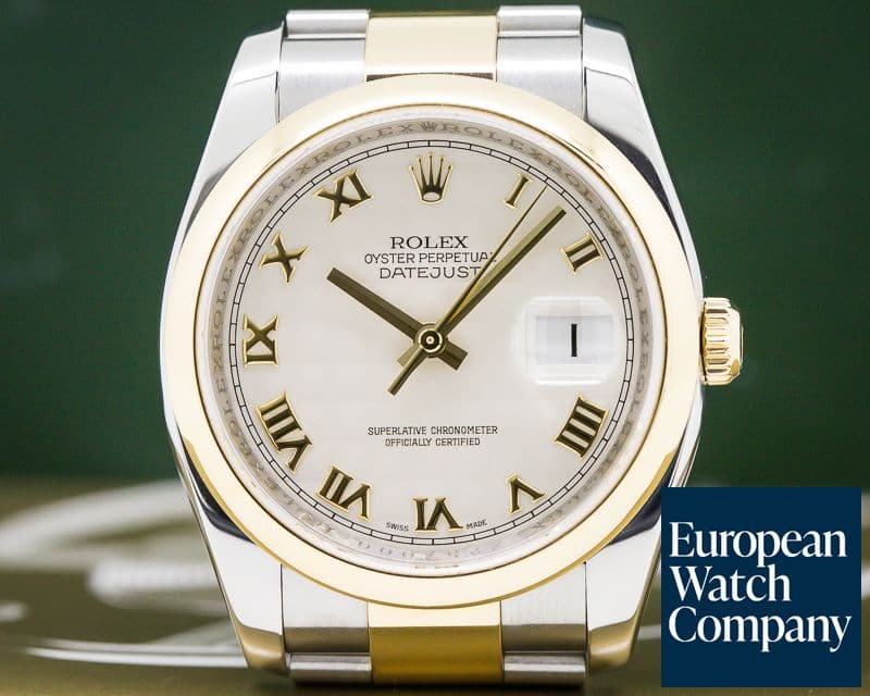 Image of Rolex Datejust 18k /SS Ivory Pyramid Dial Roman
