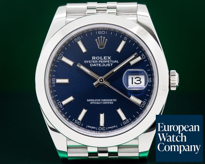 Image of Rolex Datejust 41 Blue Stick Dial SS Jubilee 