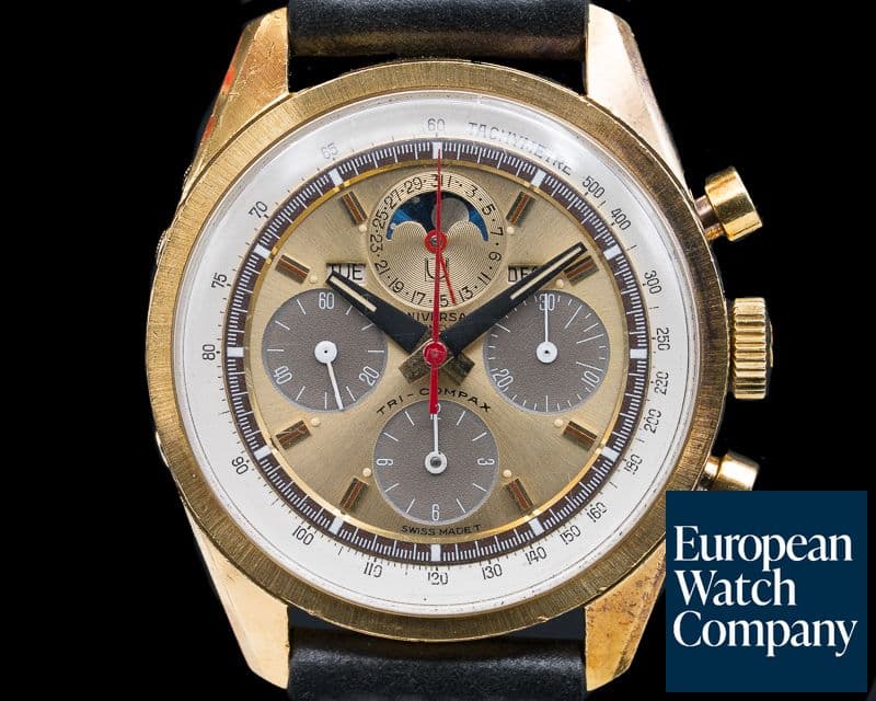 Image of Universal Geneve Vintage Exotic Tri-Compax 18K Yellow Gold