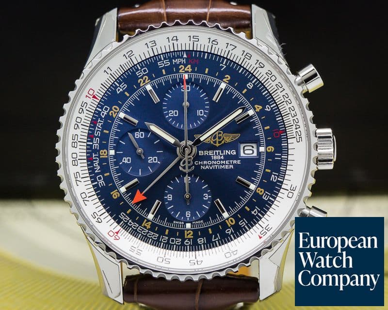 Image of Breitling Navitimer World Chronograph Blue Dial SS 