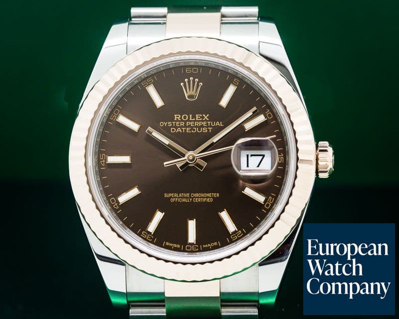 Image of Rolex Datejust 41 Tobacco Brown Stick Dial 18K Rose / SS