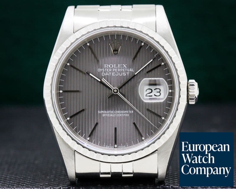 Image of Rolex Datejust Grey Tapestry Dial SS Jubilee