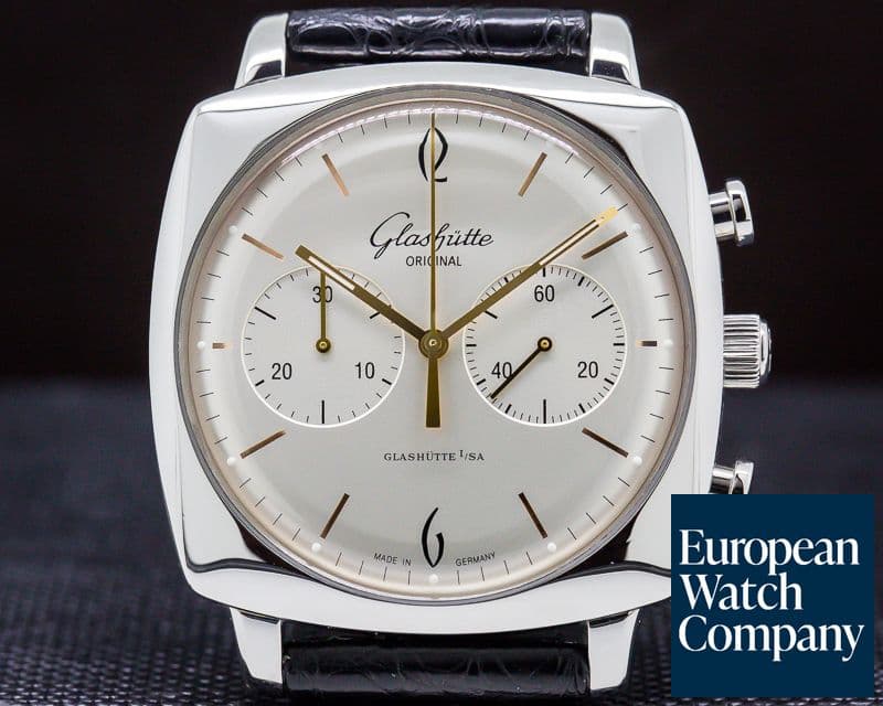 Image of Glashutte Original Senator Sixties Square Chronograph SS Silver Dial