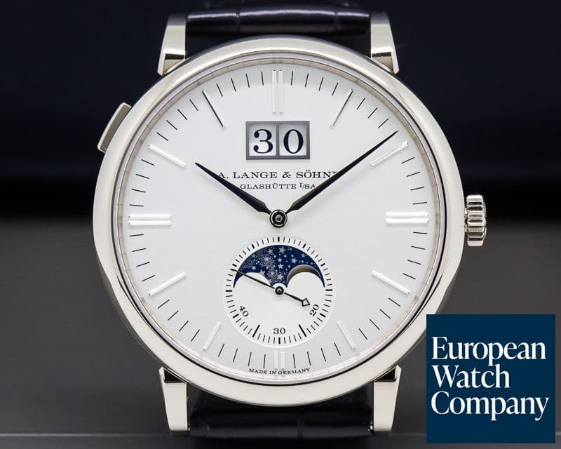 Image of A. Lange and Sohne Saxonia Moon Phase Automatik 18K White Gold / Silver Dial 