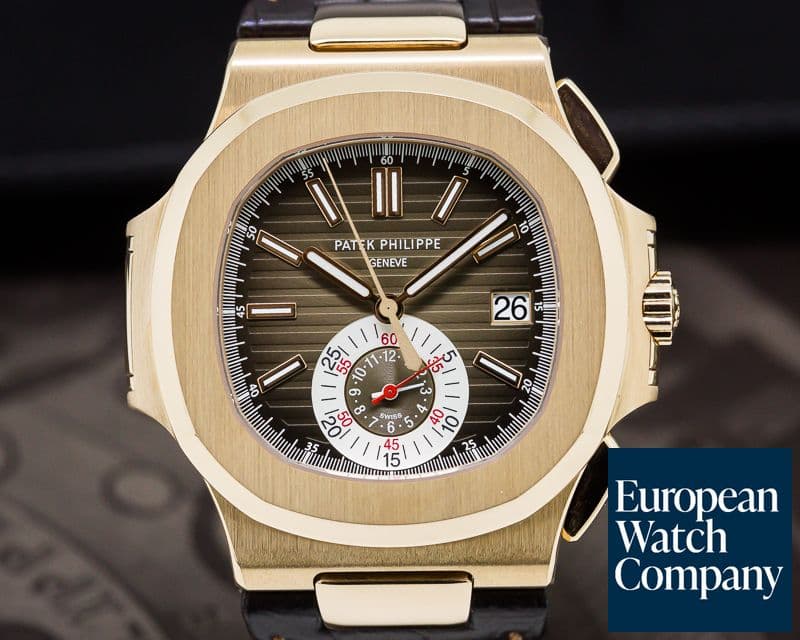 Image of Patek Philippe Nautilus Chronograph 18K Rose Gold / Brown Alligator 