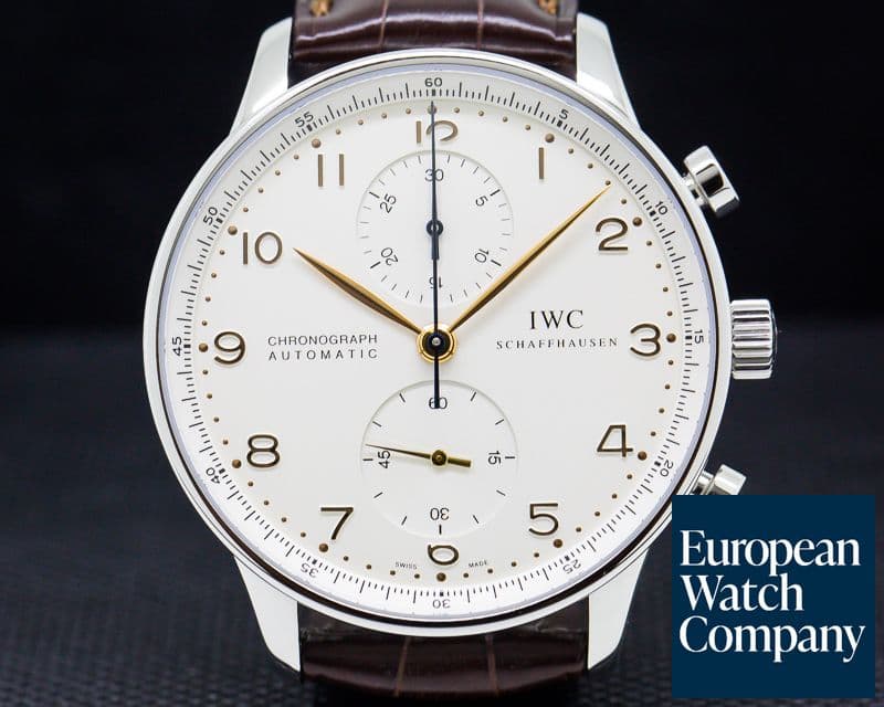 Image of IWC Portuguese Chronograph SS Silver Dial / Gold Numerals 