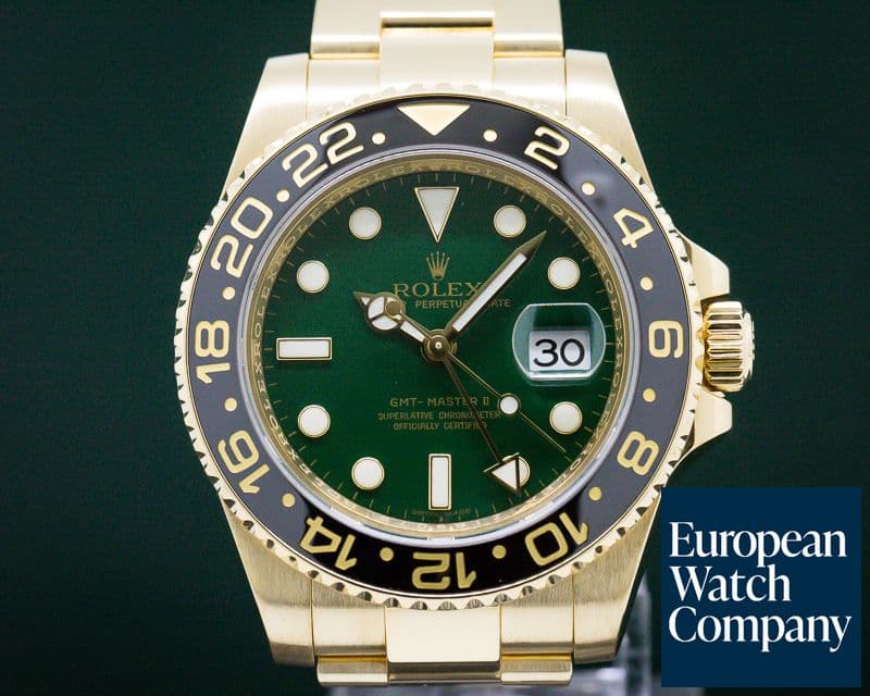 Image of Rolex GMT Master II Green Dial 18K Yellow Gold / Bracelet