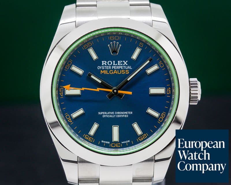 Image of Rolex Milgauss Blue Dial Green Crystal UNWORN