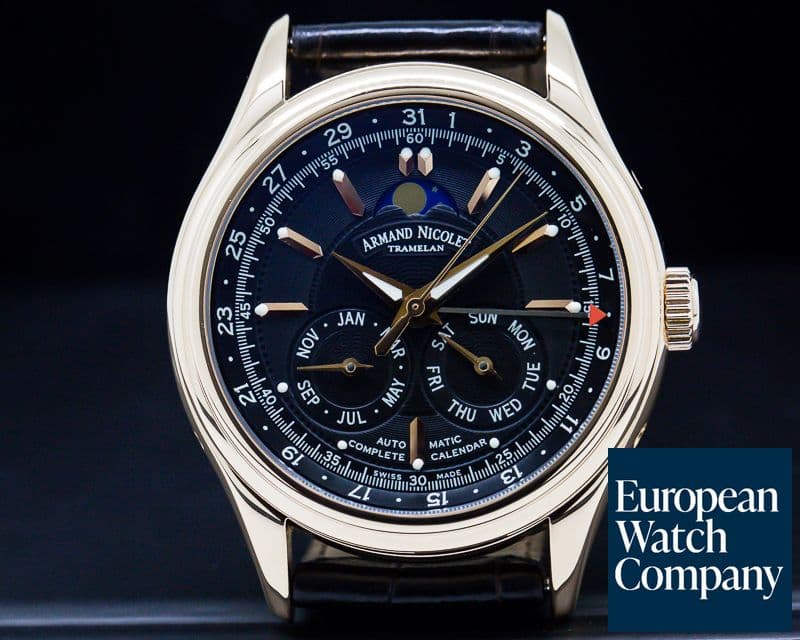 Image of Armand Nicolet M02 Complete Calendar Rose Gold / Black Dial 