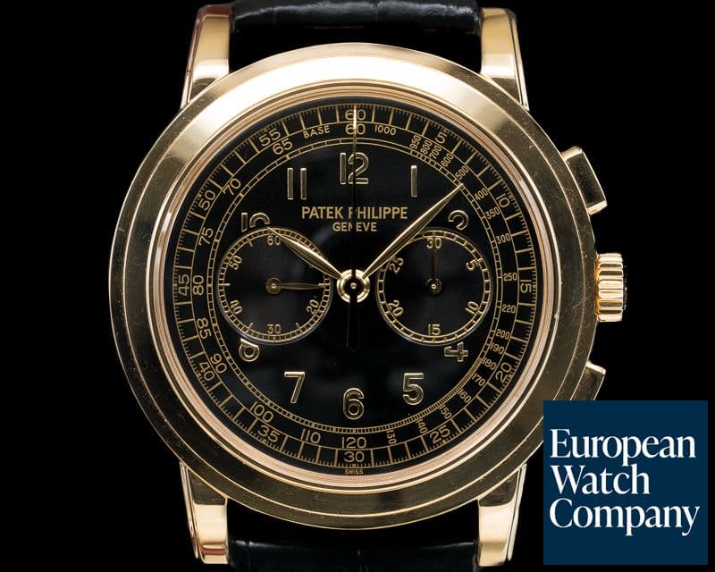 Image of Patek Philippe 5070 Yellow Gold Chronograph Black Dial 