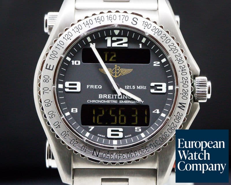 Image of Breitling Emergency Black Dial SUPERQUARTZ Titanium FULL SET