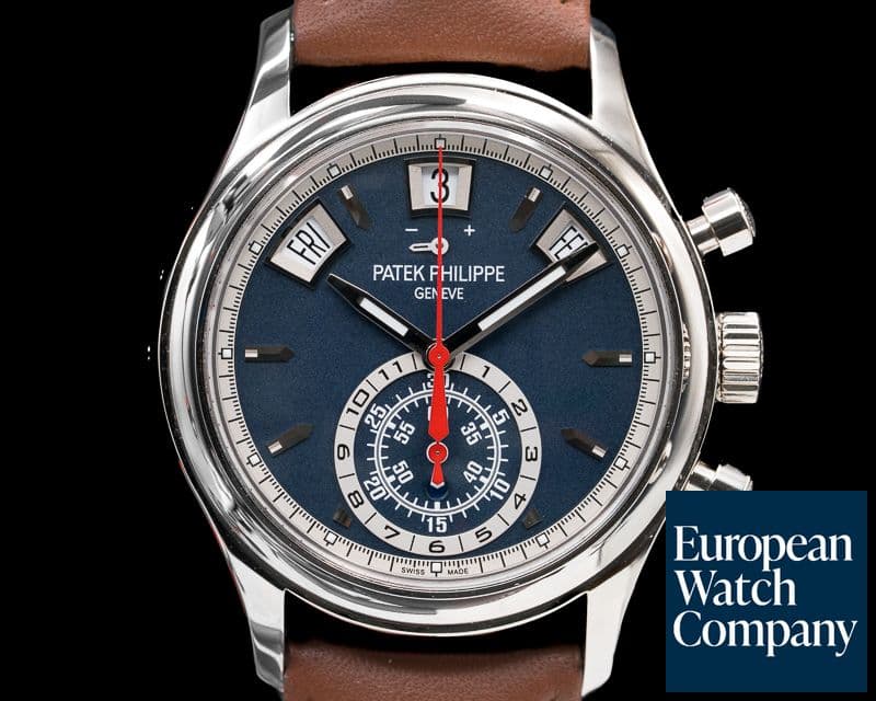 Image of Patek Philippe Annual Calendar Chronograph White Gold Blue Dial 


