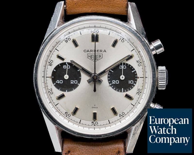 Image of Heuer Vintage Carrera 30 Silver PANDA Dial 7753SND Circa 1970s RARE