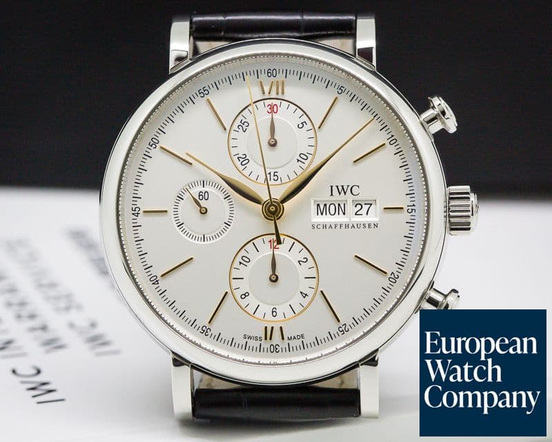 Image of IWC Portofino Chronograph SS Silver Dial Tang Buckle