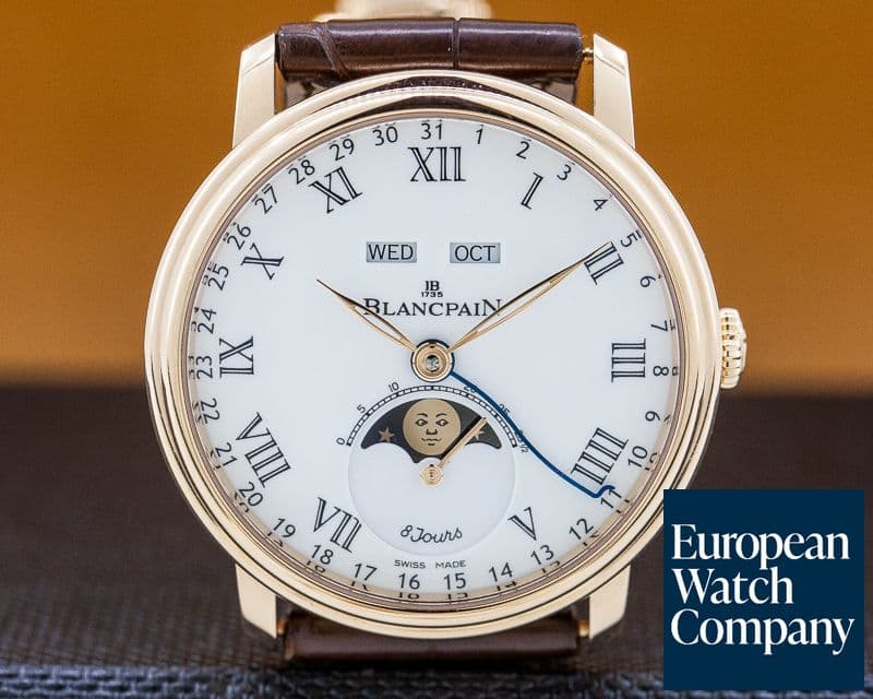 Image of Blancpain Villeret Moonphase Complete Calendar 8 Day 18K Rose Gold 