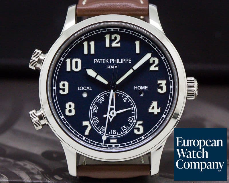 Image of Patek Philippe Calatrava Pilot Travel Time 18k White Gold 