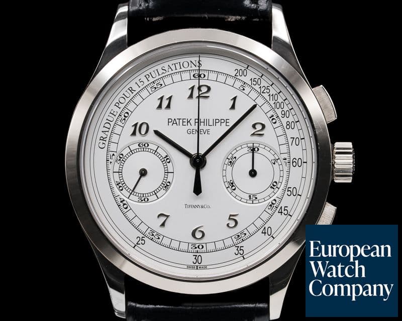 Image of Patek Philippe Chronograph 18K White Gold TIFFANY & CO Silver Pulsation 