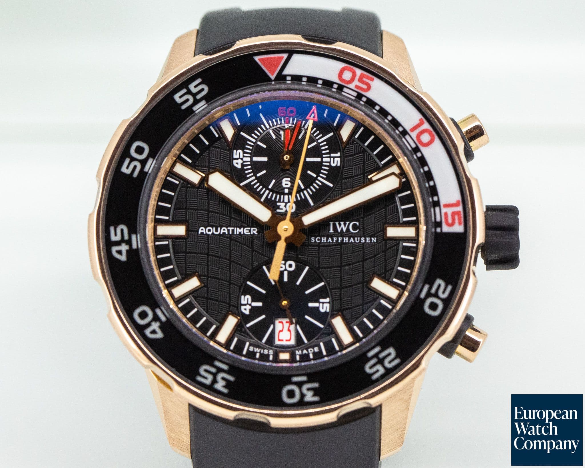 Image of IWC IW 18K Rose Gold Aquatimer Flyback Chronograph Rubber 
