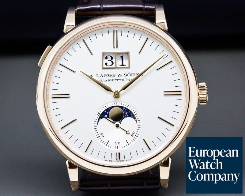 Image of A. Lange and Sohne Saxonia Moon Phase Automatik 18K Rose Gold / Silver Dial 