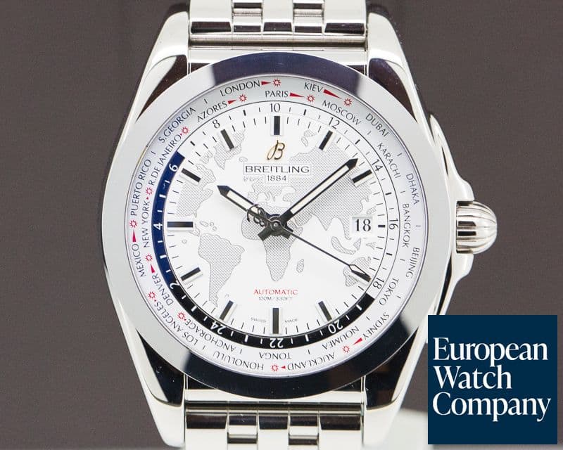 Image of Breitling Galactic Unitime SleekT World Map White Dial SS
