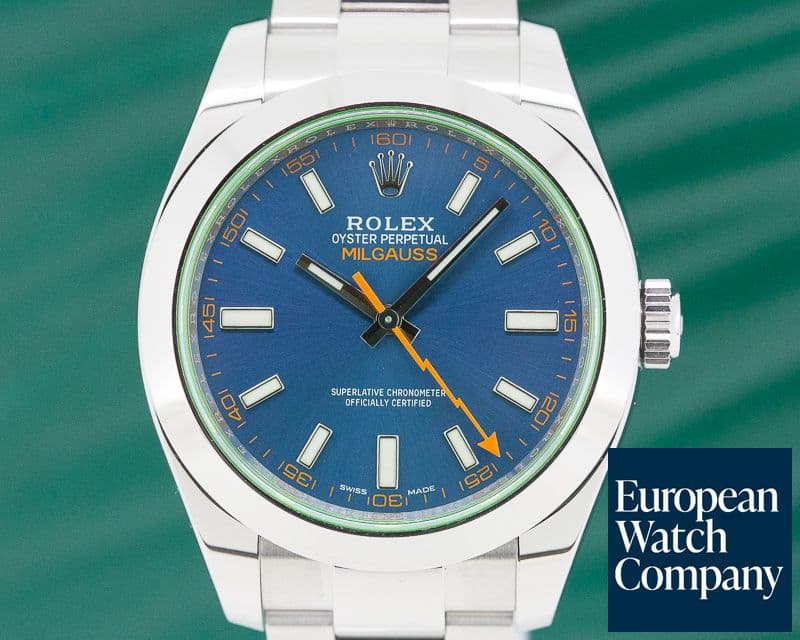 Image of Rolex Milgauss Blue Dial Green Crystal 