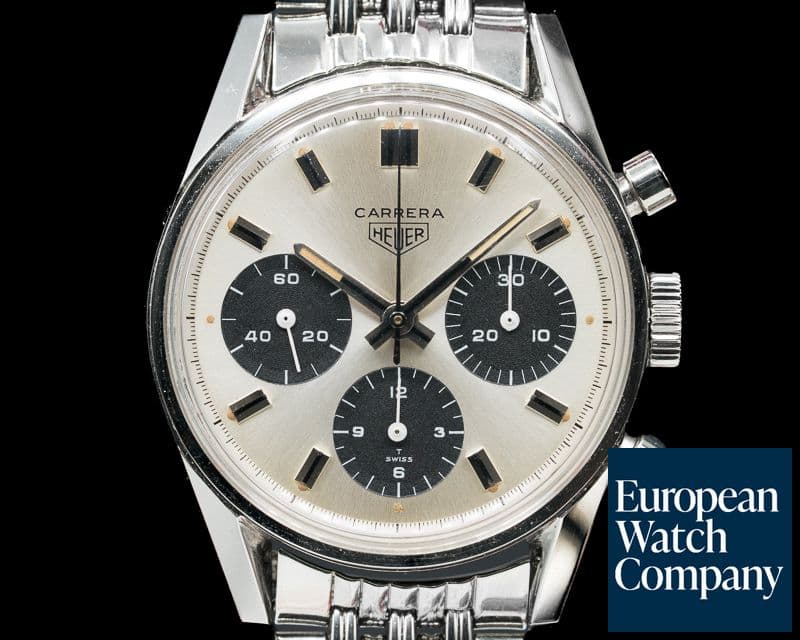 Image of Heuer Vintage Carrera 2447 SN Silver Panda / XL Bracelet + Original Box