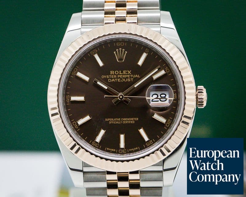 Image of Rolex Datejust 41 Tobacco Brown Stick Dial 18K Rose / SS