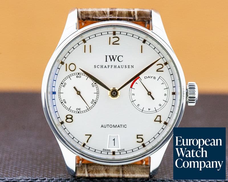 Image of IWC Portuguese 7 Day Automatic SS Silver Dial Rose Numerals