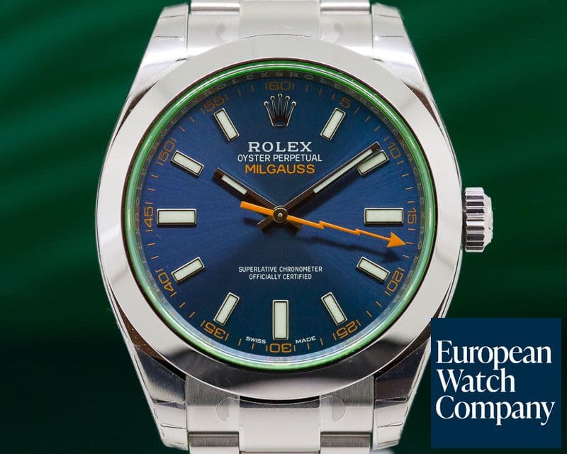 Image of Rolex Milgauss Blue Dial Green Crystal UNWORN