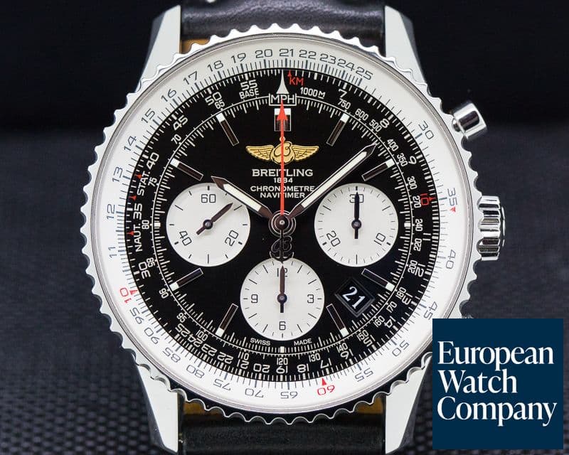 Image of Breitling Navitimer 01 Chronograph Black Dial Black Leather
