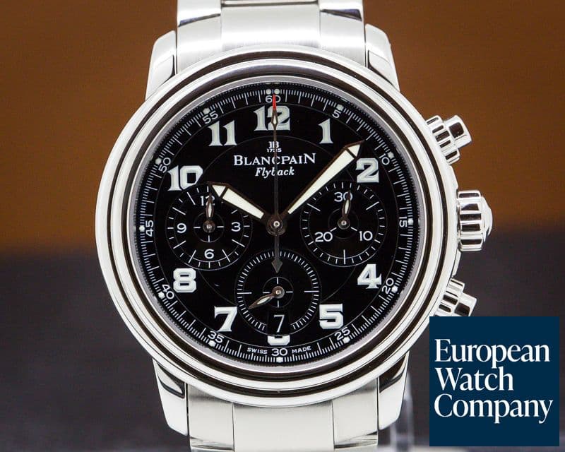 Image of Blancpain Leman Flyback Chronograph Black Dial SS