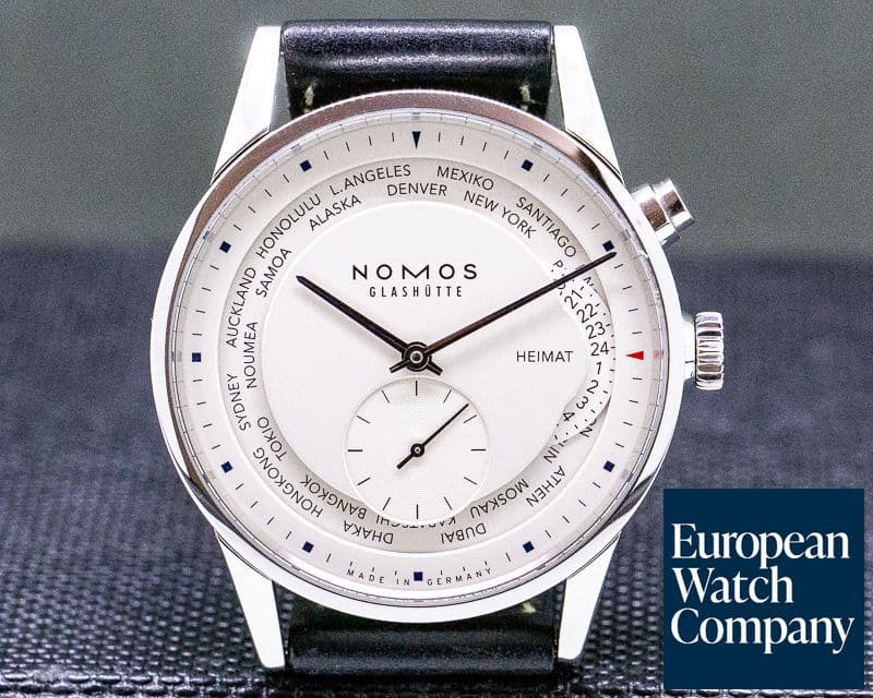 Image of Nomos Zurich "Weltzeit" SS / Leather 