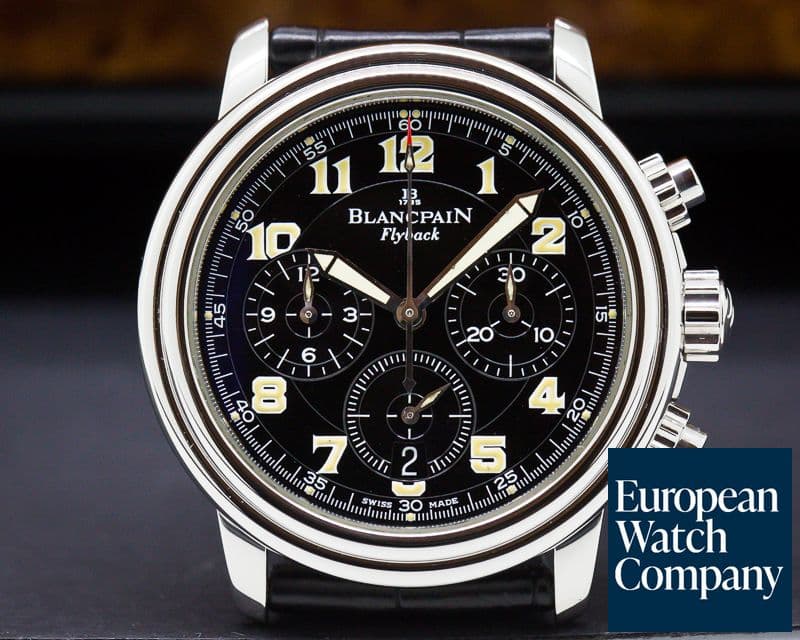 Image of Blancpain Leman Flyback Chronograph Black Dial SS 