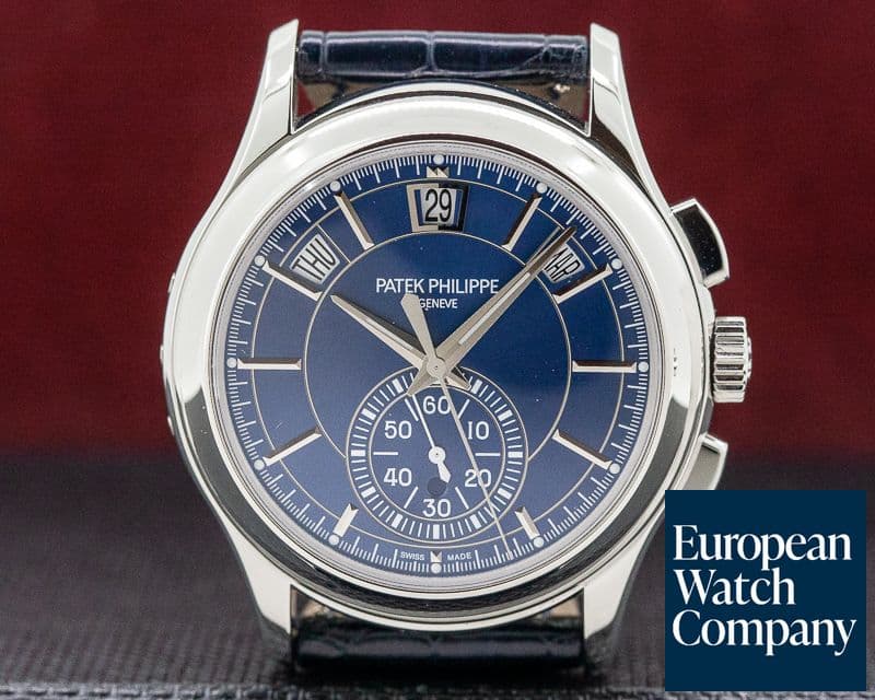 Image of Patek Philippe Chronograph Annual Calendar Platinum / Blue Dial DEPLOYANT 